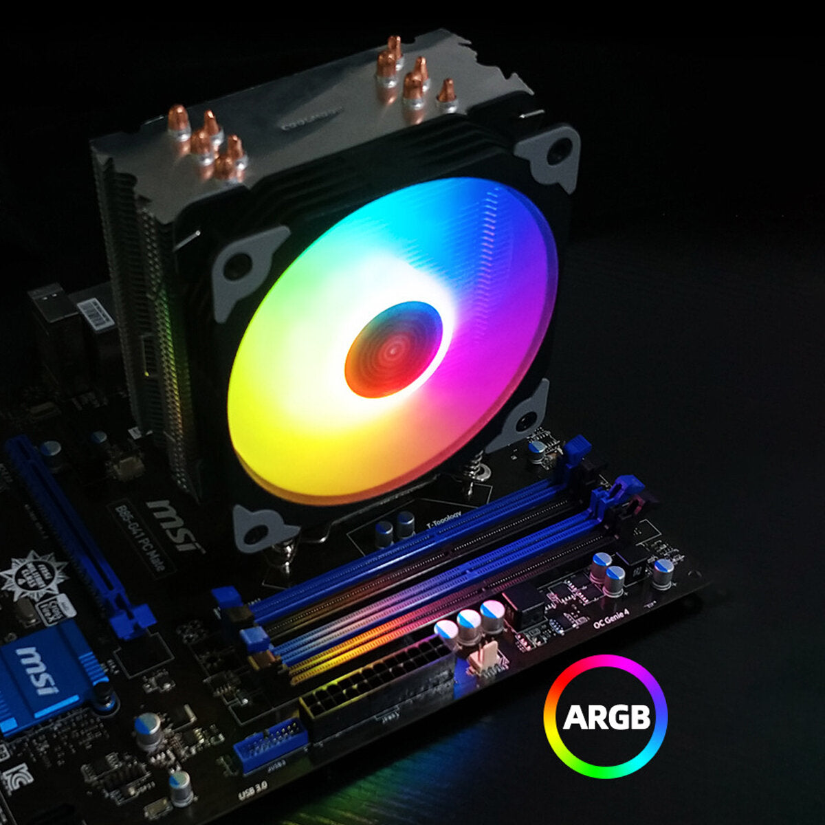 RGB 5 Copper Tube 4 Pin Single/Dual Fan CPU Cooler For Intel/AMD