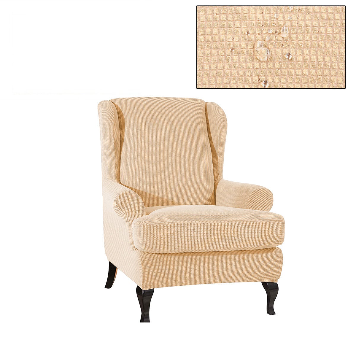 Waterproof Elastic Armchair Wingback Wing Chair Slipcover Protector Covers