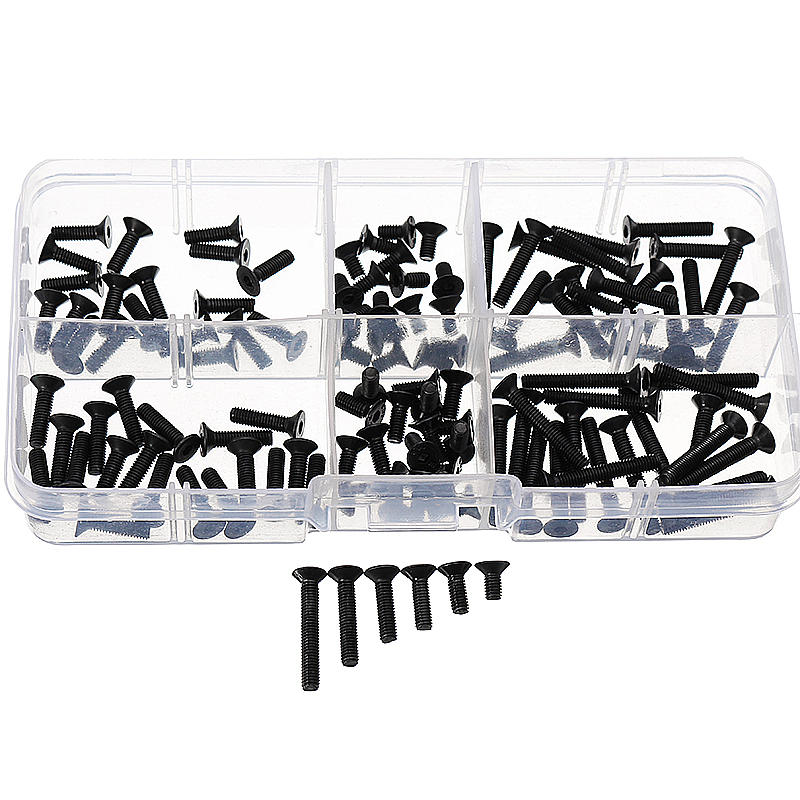 M3CH7 M3 Carbon Steel Hex Socket Flat Head Cap Screws Countersunk Bolts Assortment 120pcs