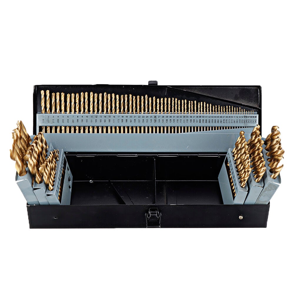 21/29/115 Pcs Titanium Coating Quick Change Twist Drill Set Individual HSS Drill Bits 1/16"-1/2" #60-#1 A-Z Round Shank Drill Set