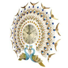 3D DIY Luxury Peacock Wall Clock Metal Modern Art Digital Home Office Decoration