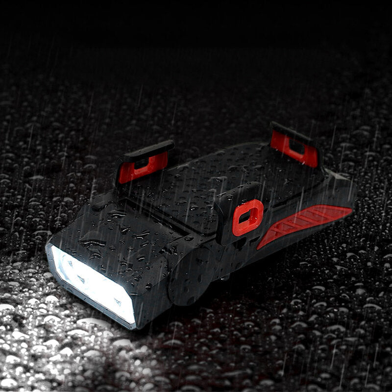 4-in-1 Bicycle Light 5 Gear USB Rechargeable Bike Highlight 130dB 5 Modes Horn Phone Holder Power Bank Cycling