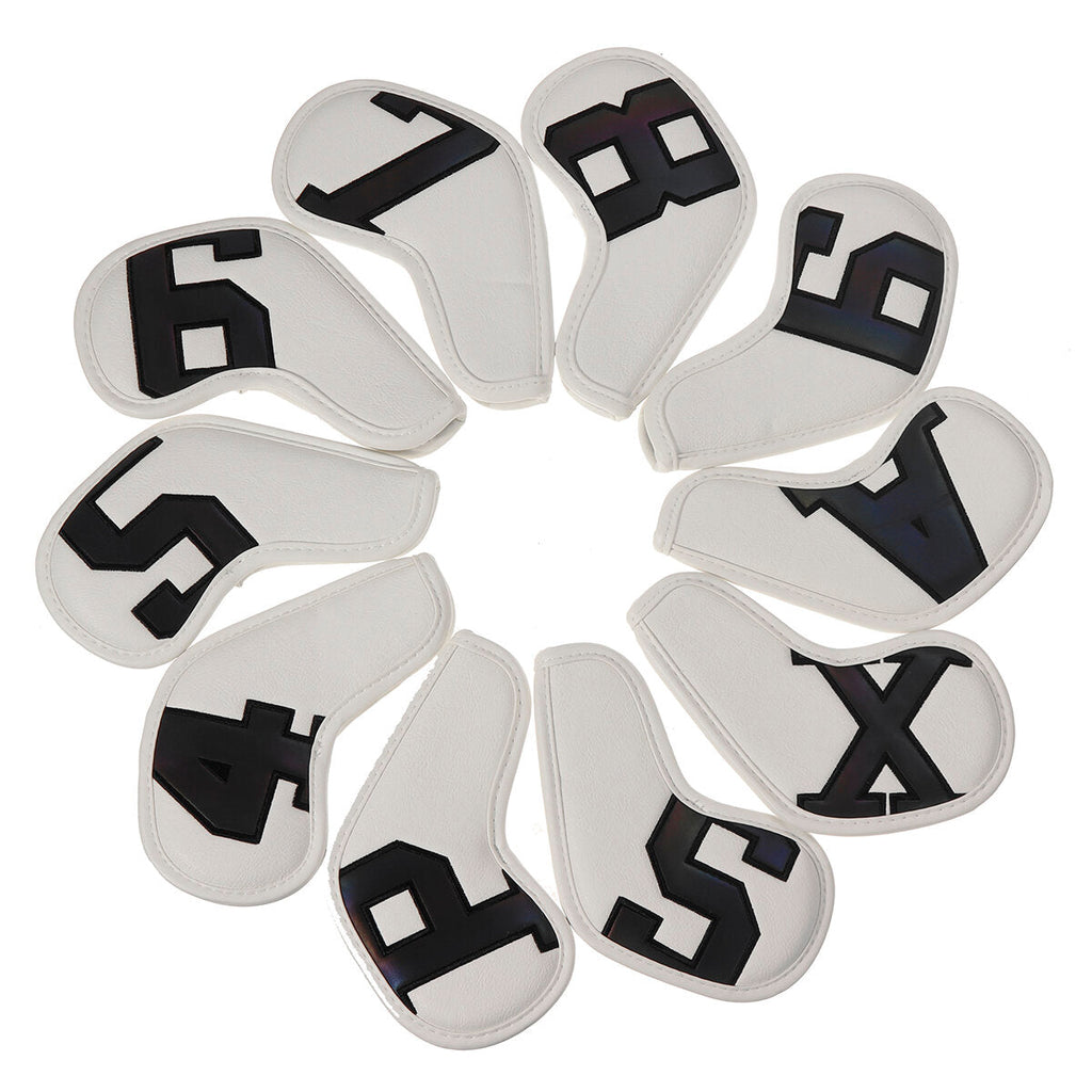 10pcs PU Leather Cover For Golf Clubs Iron Head Protector Set