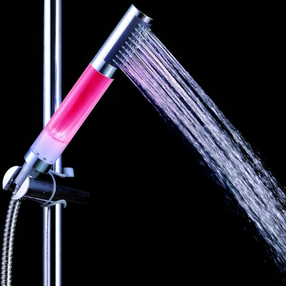 3-Color Temperature Sensitive LED Showerhead Light Up Handheld Glow Round Bar Stick Shower heads For Kitchen Bathroom