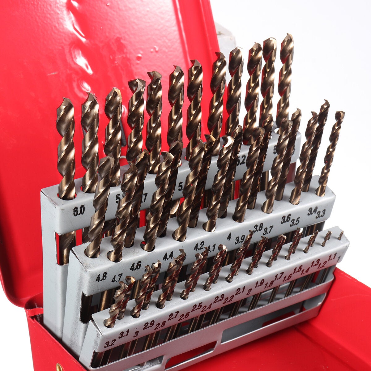 51Pcs 1-6mm M35 Cobalt Drill Bit Set HSS-Co Length Twist Drill Bits with Metal Case for Stainless Steel Wood Metal Drilling