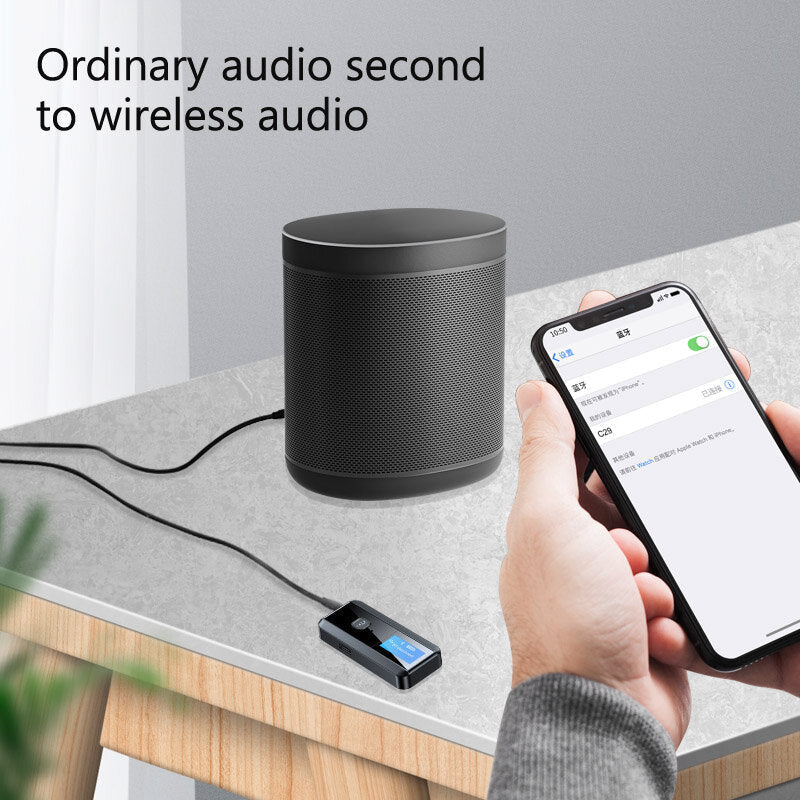 Bluetooth 5.0 Adapter Wireless Receiver Transmitter LCD Display AUX 3.5MM Music Stereo for Car TV PC Handsfree Kit