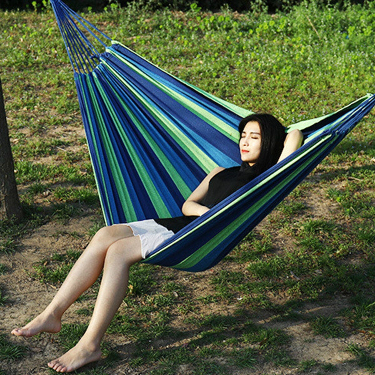 Portable Canvas Hammock Outdoor Garden Camping Travel Swing Bed