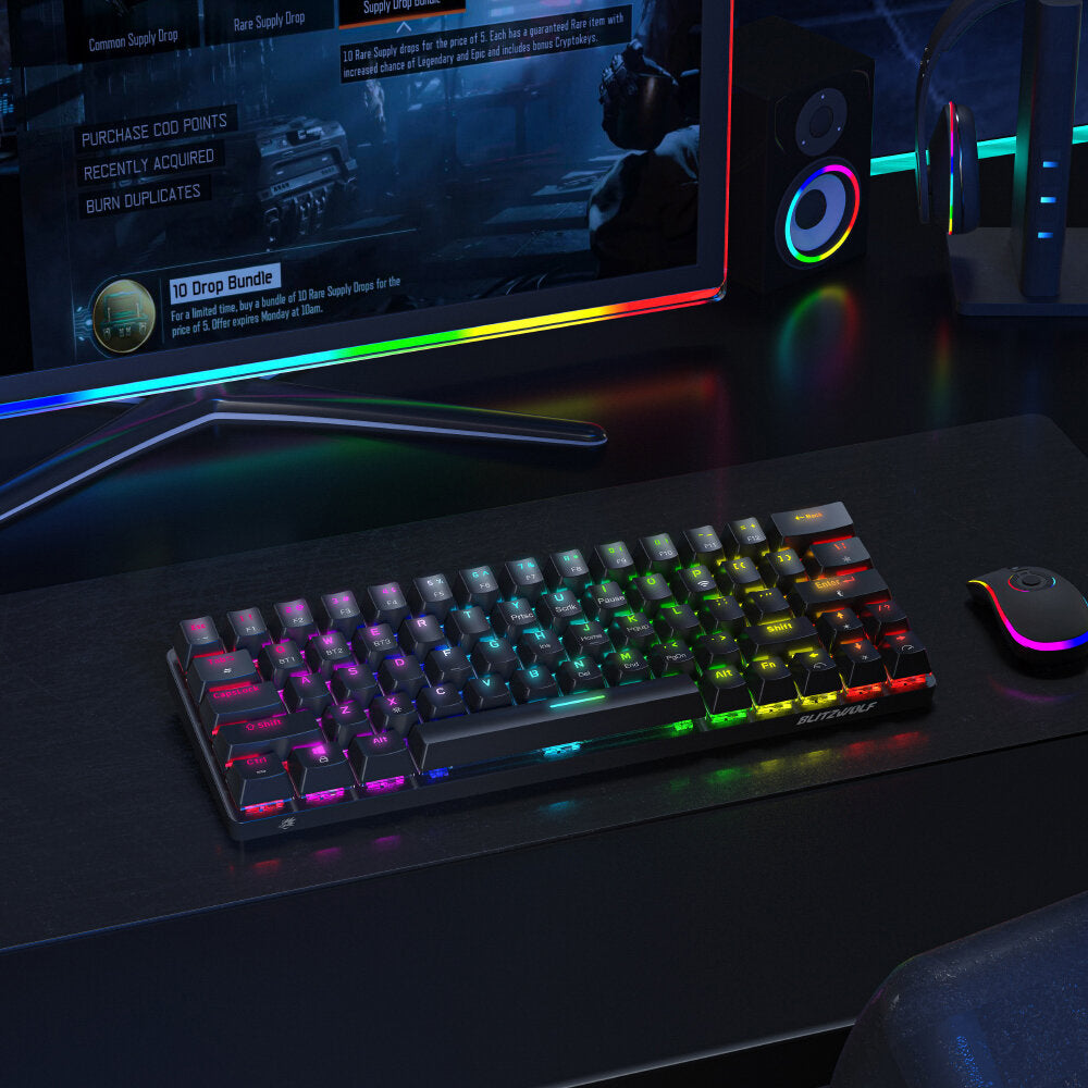 Mechanical Keyboard 63 Keys Bluetooth Wired Keyboard Gateron Switch RGB NKRO Type-C Gaming Keyboard
