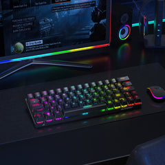 Mechanical Keyboard 63 Keys Bluetooth Wired Keyboard Gateron Switch RGB NKRO Type-C Gaming Keyboard