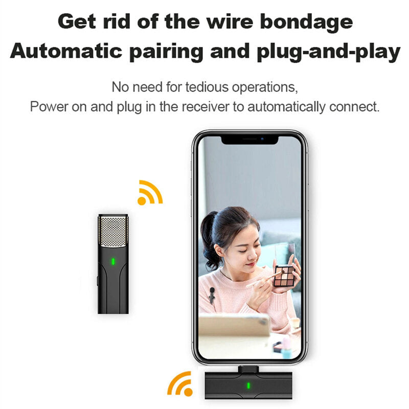 Wireless Microphone Low Latency Portable Audio Video Recording Plug-Play Lapel Mic for Live Broadcast Game