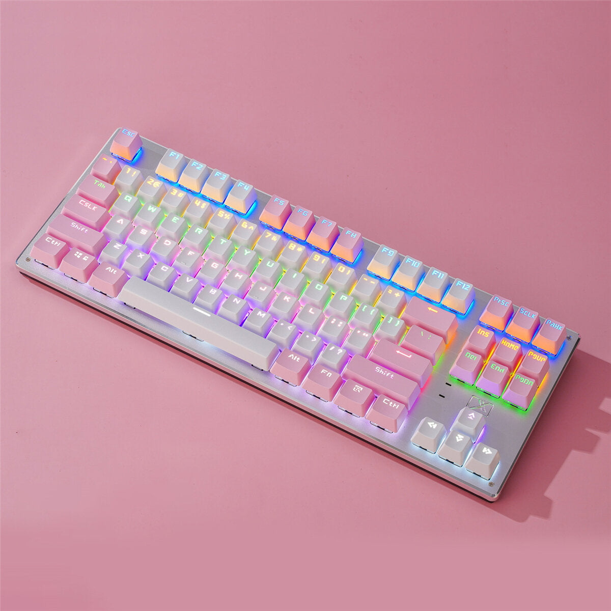 Mechanical Keyboard 87 Keys Three-Mode Wireless Bluetooth4.0 / 2.4G / Type-C Wired Blue Switch LED Backlit Gaming Keyboard for Laptop
