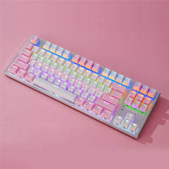 Mechanical Keyboard 87 Keys Three-Mode Wireless Bluetooth4.0 / 2.4G / Type-C Wired Blue Switch LED Backlit Gaming Keyboard for Laptop