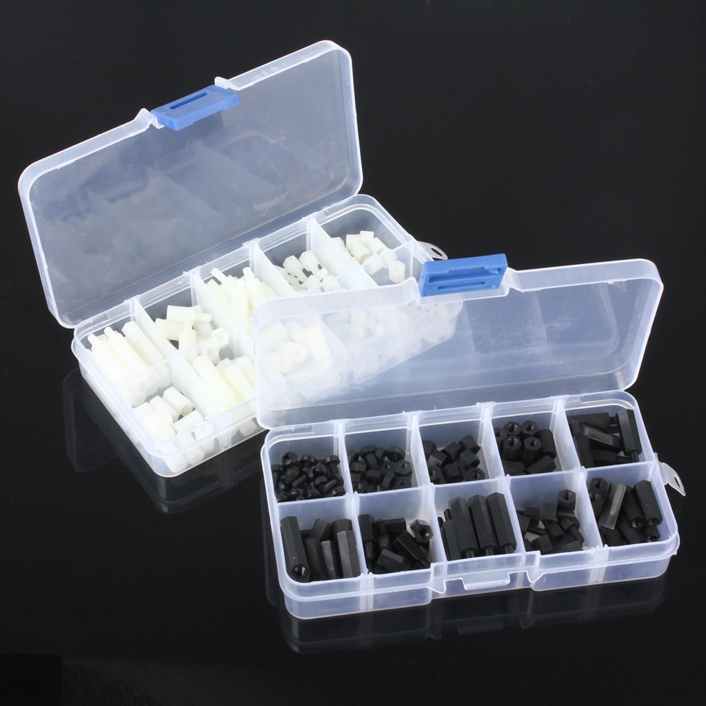 M3NH7 120Pcs M3 Nylon Screw Black/White Hex Screw Nut PCB Standoff Spacer Assortment Kit