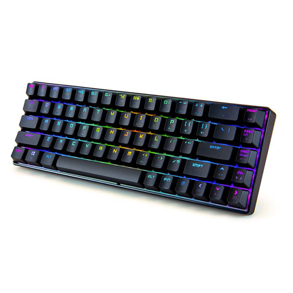 Mechanical Keyboard 68 Keys ABS Translucent Suspended Keycaps Blue Switch Anti-ghosting RGB Backlit Type-C Wired Gaming Keyboard