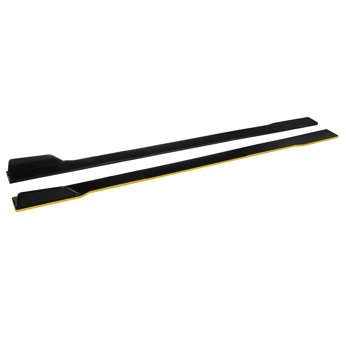 2.2M / 86.6 Inch Universal Black Side Skirt Extension Rocker Panel Splitter Yellow line
