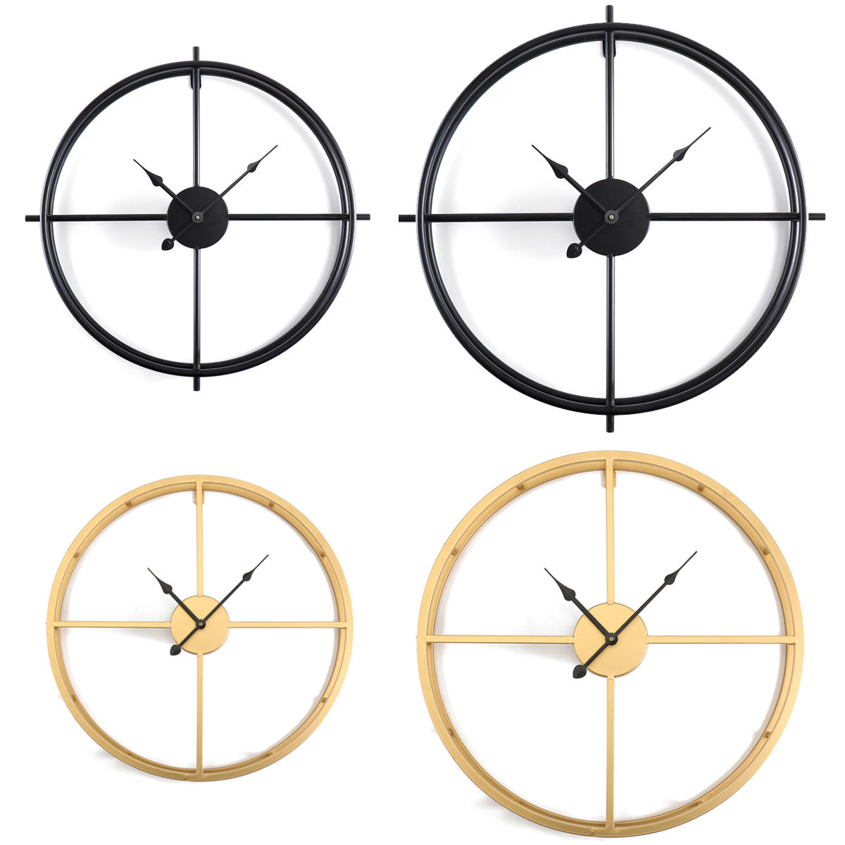 50CM/60CM Double Layer Wall Clock Creative Living Room Round Vintage Wrought Iron Wall Clock