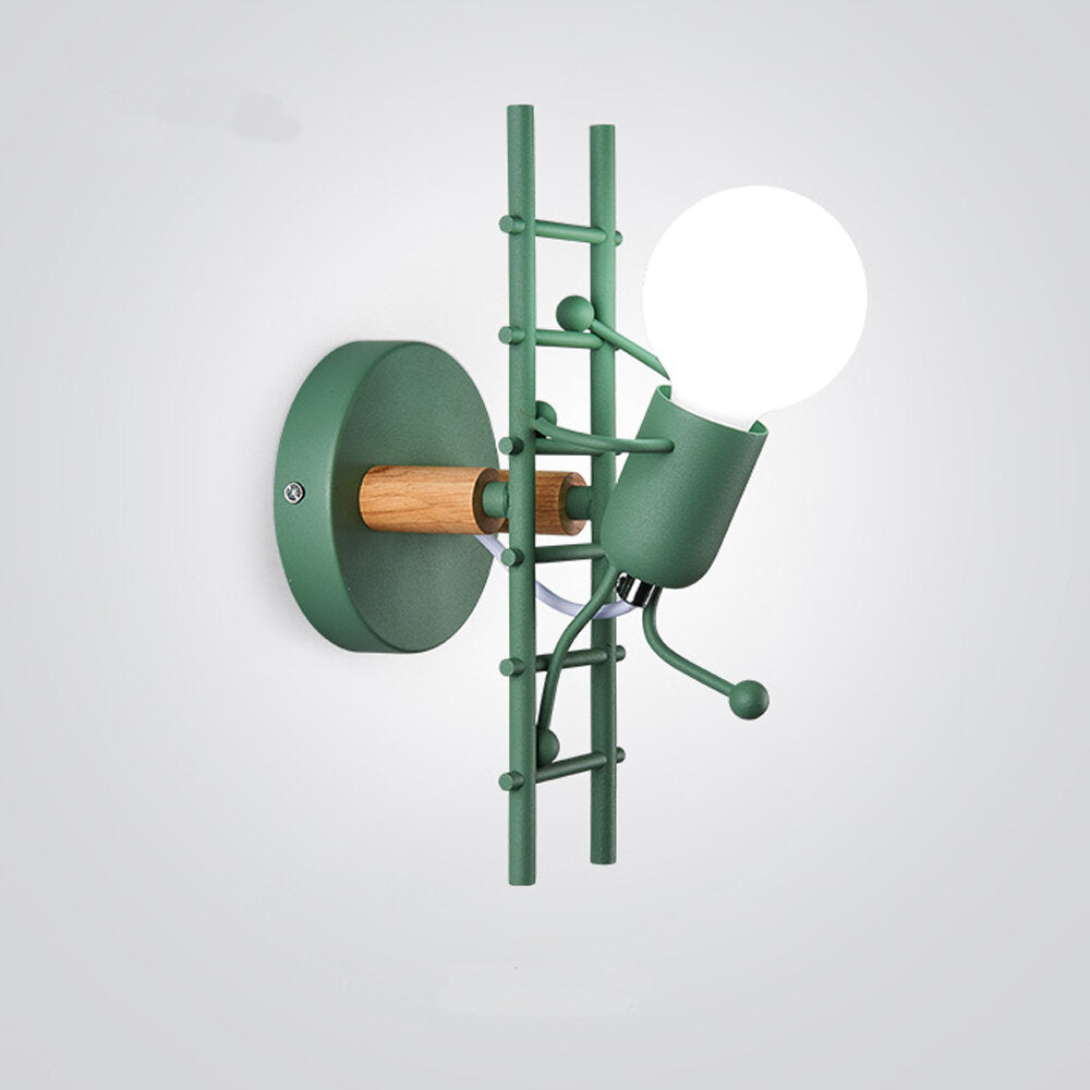 Wall Lamp Creative Small Man Iron Lights Metal Simple Cartoon Robot Sconce Lamps For Indoor Art Decor Light Without Bulb