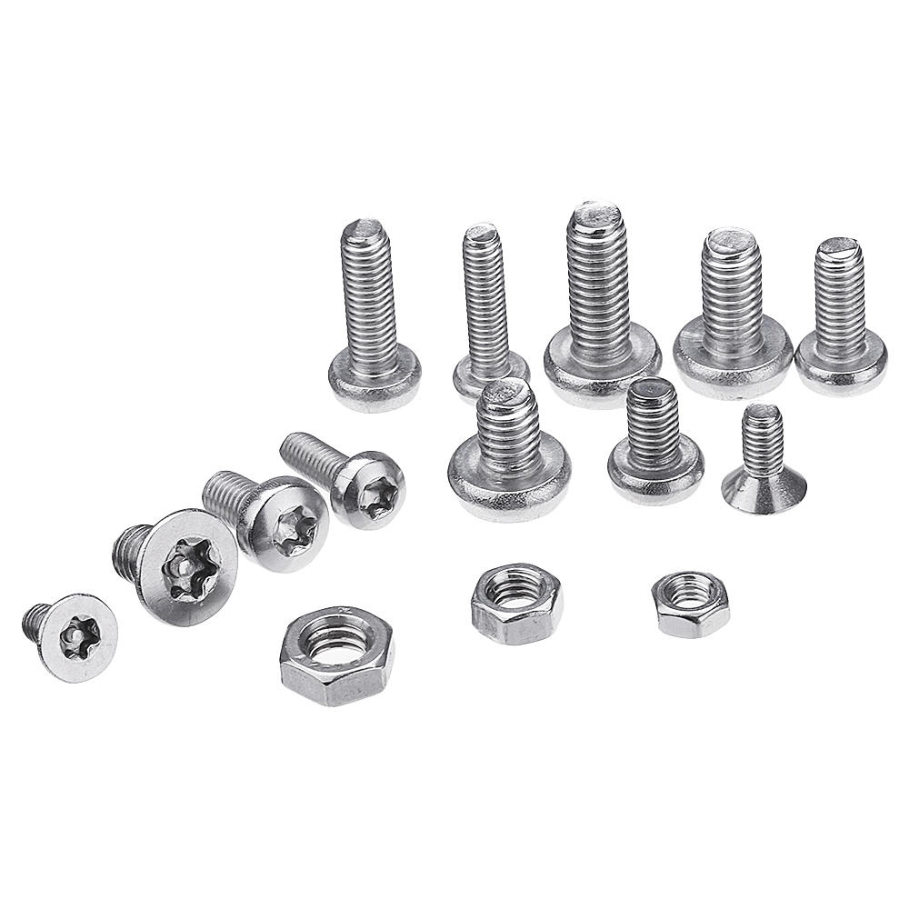 480Pcs M4 M5 M6 Torx Screw Pan&Flat Head 304 Stainless Steel Bolt Assortment