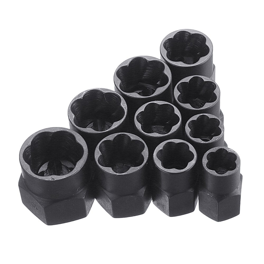10pcs Damaged Nut Bolt Extractor Repair Kit Metric Broken Bolt Remover Stud Extractor