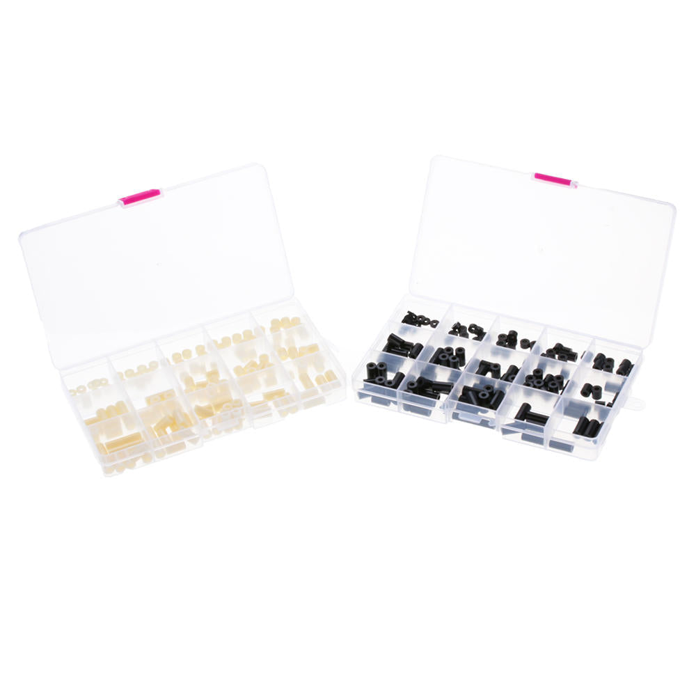 M3NR3 140Pcs M3 Black/White Nylon Round Column Non-Threaded Spacer Hollow PCB Standoff Set