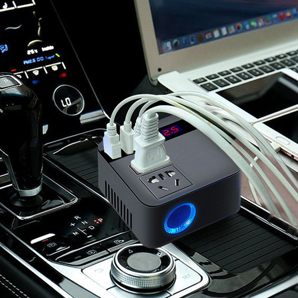 12V/24V Universal Car Inverter 6 Socket Digital Display Fast Charging for Truck