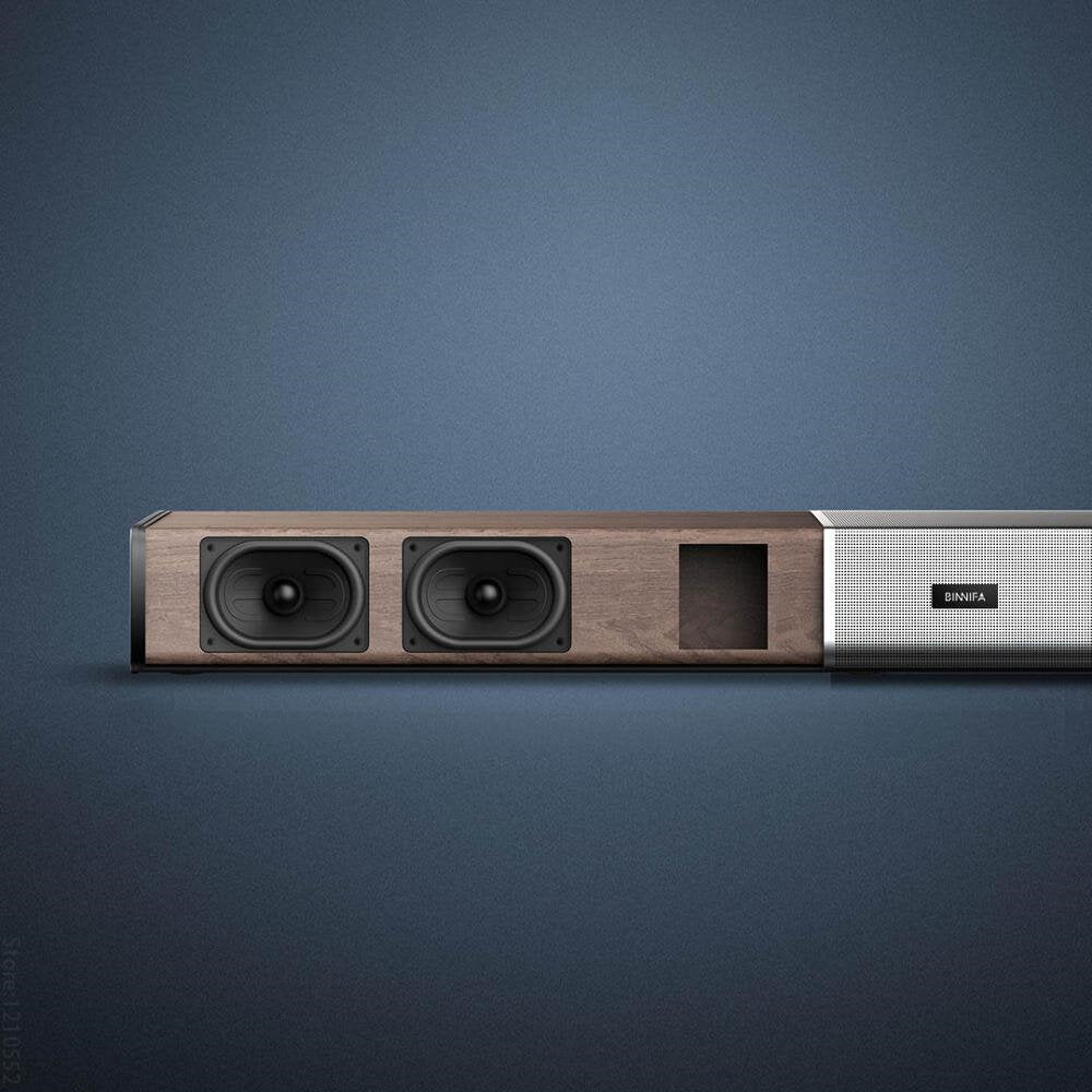 Bluetooth Speaker 40W DSP Soundbar LED Touch Screen BT5.0 USB Optical Coaxial AUX HDMI Remote Control Metal Wooden Home Theater