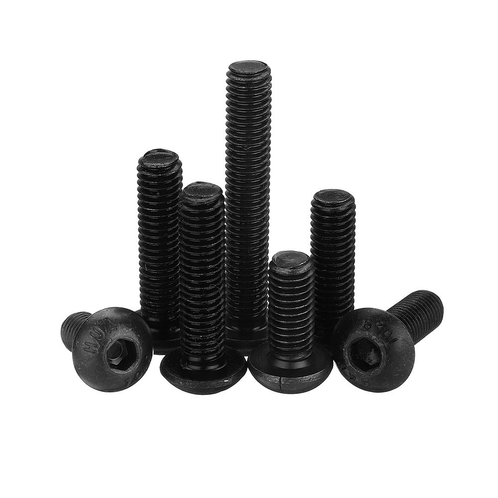 140Pcs M5 10.9 Grade Carbon Steel Hex Socket Button Round Head Screw Bolt Assortment