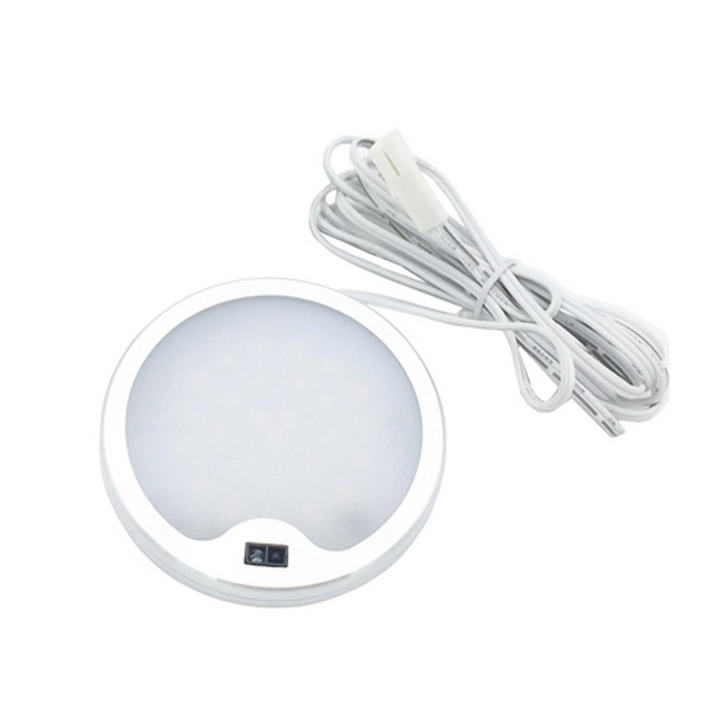 DC12V 5W Round Hand Wave Sensor LED Switch Cabinet Light Aluminum Kitchen Wardrobe Counter Lamp
