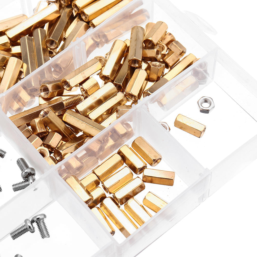 M3BH5 300Pcs M3 Brass Hex Column Standoff Support Spacer Pillar For PCB Board Screw Nut Assortment Set