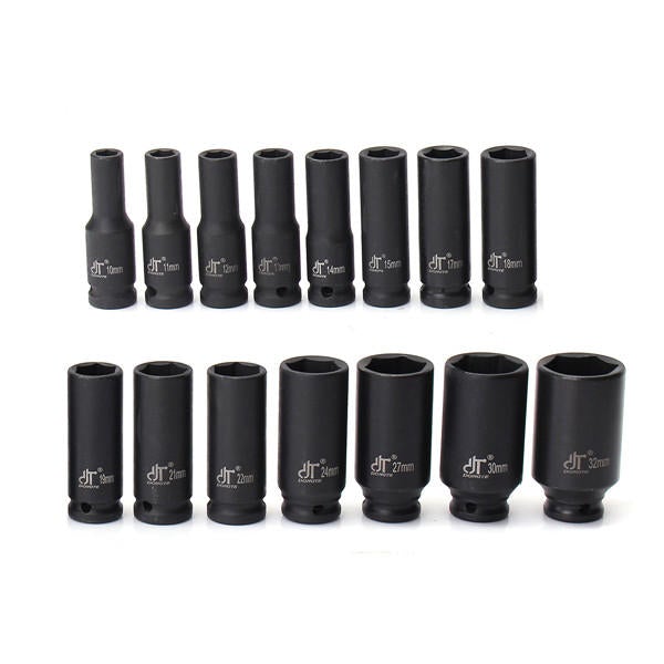 15pcs 1/2 Inch Drive Deep Impact Metric Socket Set 10-32mm Air Garage Socket Wrench Tool