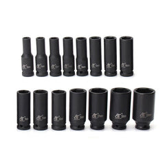15pcs 1/2 Inch Drive Deep Impact Metric Socket Set 10-32mm Air Garage Socket Wrench Tool