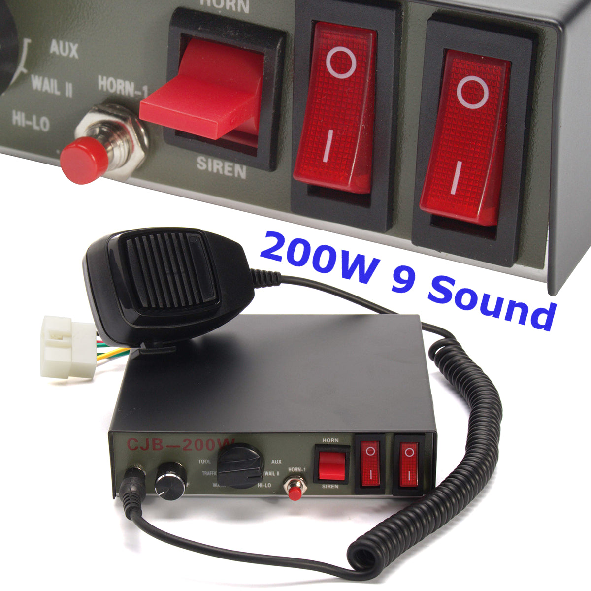 200W 9-Sound Tones Car Truck Warning Alarm Police Siren Horn Speaker MIC System