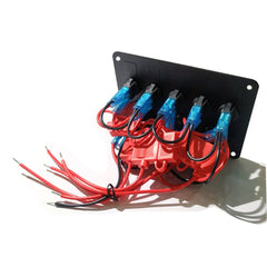 12-24V Universal 5 Gang ON/Off Toggle Rocker Switch Panel With Dual USB Charger LED Digital Voltmeter Waterproof For Car Truck Boat Marine
