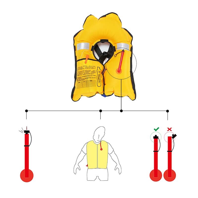 Automatic Inflatable Life Jacket Adult Survival Aid Vest With Luminous Film Super Floating