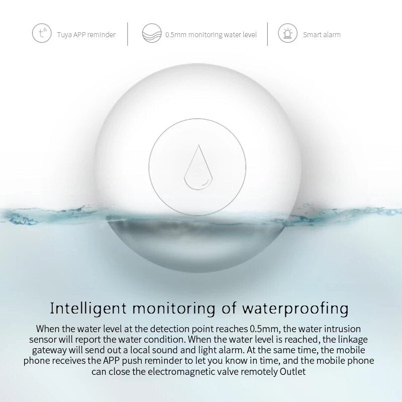 Water Leak Detector Flood Sensor Smart Life APP Remote Monitoring for Smart Home