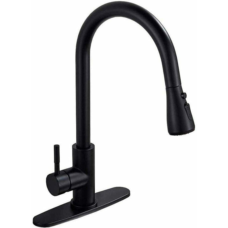 Kitchen Faucet With Pull Down Sprayer Brushed Nickel High Arc Single Handle Stainless Steel Hot Cold Mixer Tap Commercial Modern