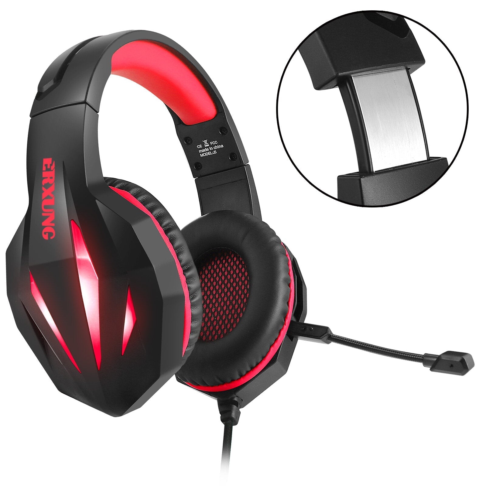 Gaming Headset Wired Stereo Sound LED Light Headsets Noise-cancelling Game Headphones With Mic