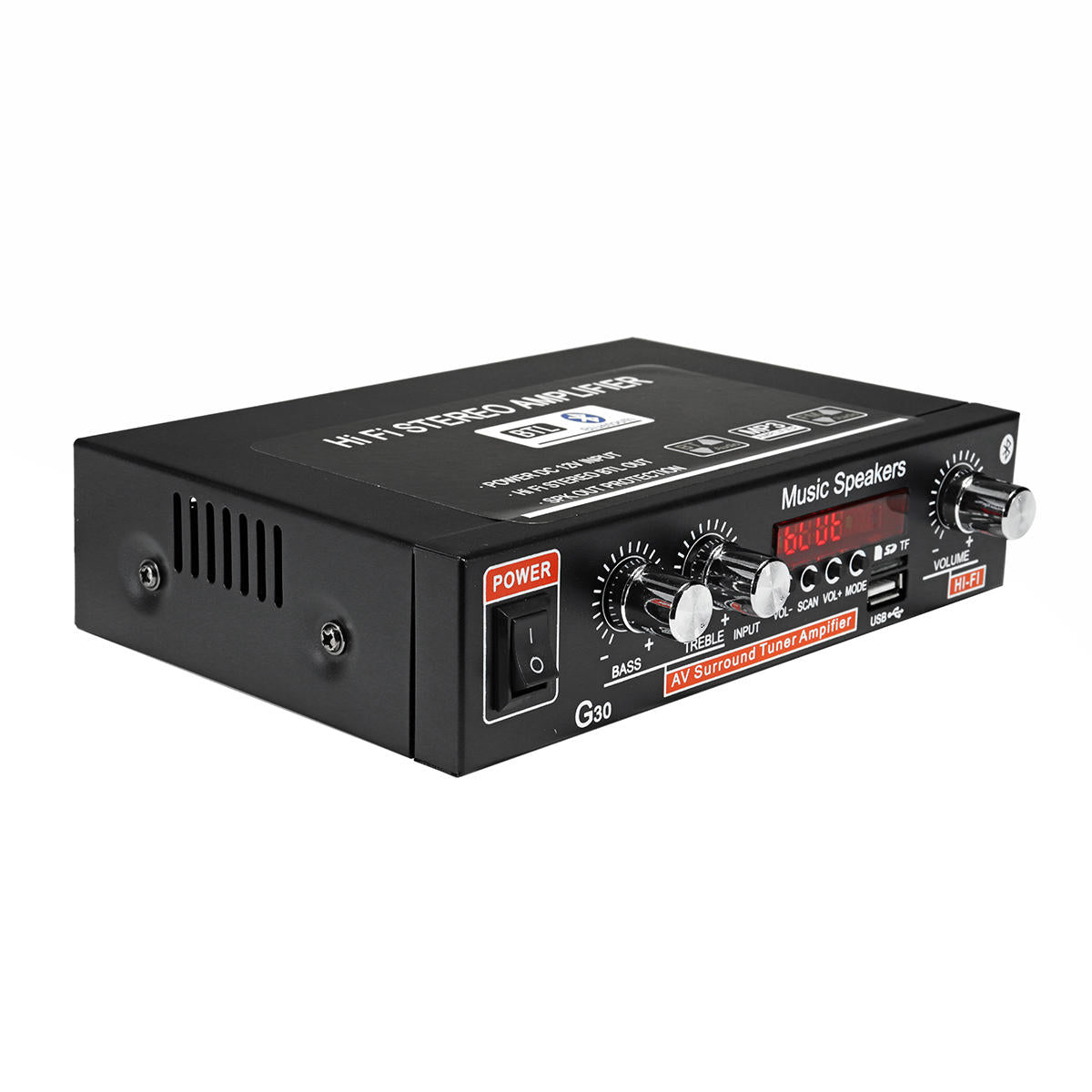 2CH LCD Display Hi-Fi Audio Stereo Power Amplifier Bluetooth FM Radio Car Home Remote Control