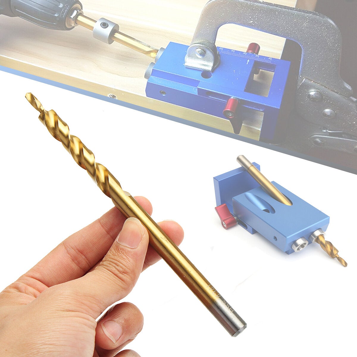 9.5mm Twist Step Drill Bit 3/8" Round/Hex Shank Drill for Pocket Hole Jig