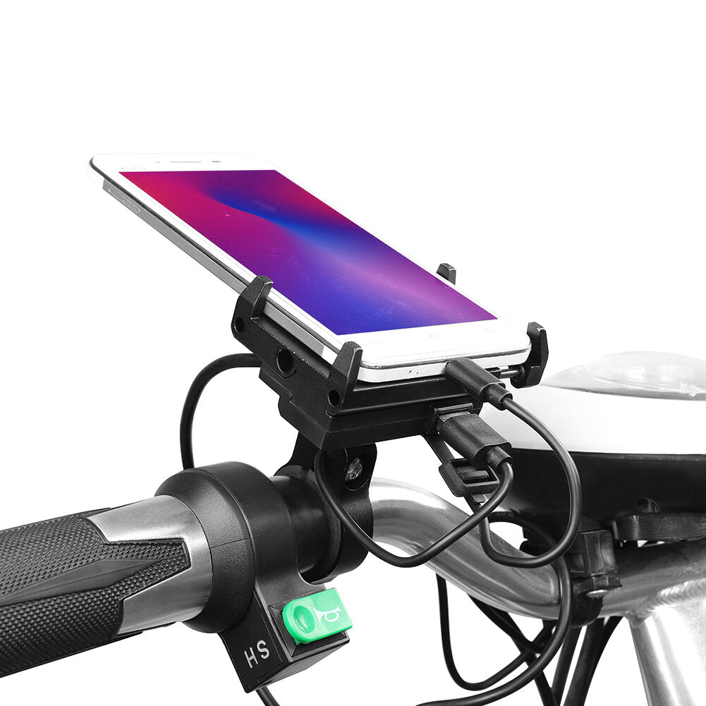Rechargeable Bike Phone Mount Aluminum Alloy 58-100mm Width 4-6.7inch Phone Bicycle Motorcycle Phone Holder