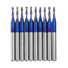 10pcs 3.175mm Shank Blue Coated Spiral Ball Nose End Mill 0.8-3.175mm CNC Milling Cutter