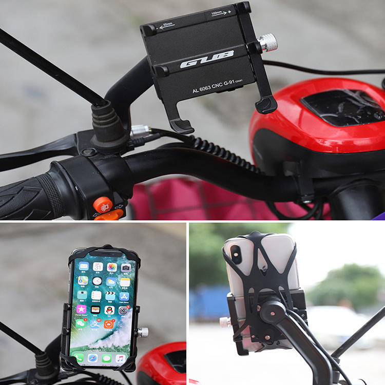 USB 12V-48V 360 Rotatable Anti-Slip Universal Bicycle Phone Holder Motorcycle Electric Bike Handlebar Mount Bracket Clip Stand For 55mm-100mm Phone