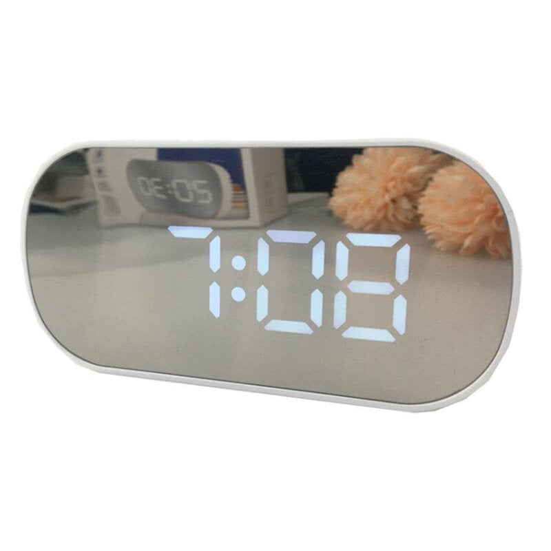 Multifunctional LCD Screen Electronic Clock Silent Mirror Slarm Clock LED Temperature Timer