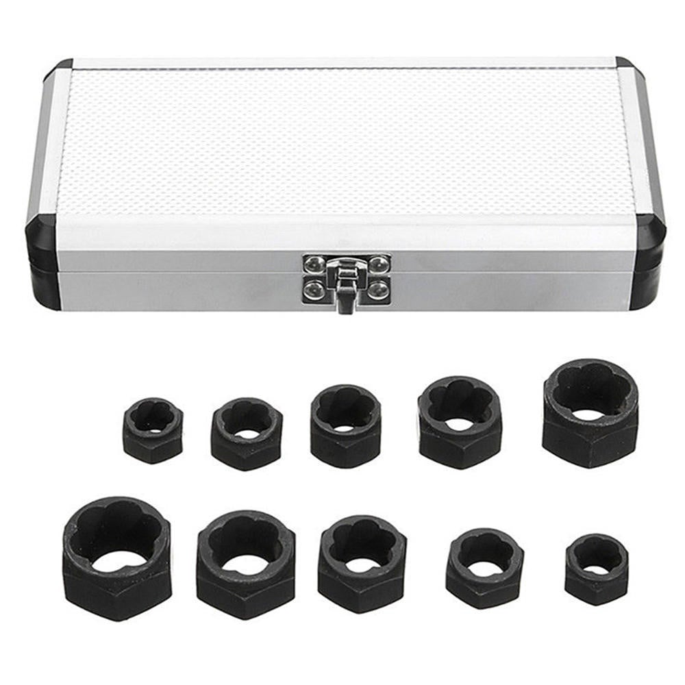 11pcs 9-19mm Damaged Nut Bolt Remover Set Screw Extractor Locking Socket Threading Tools Kit