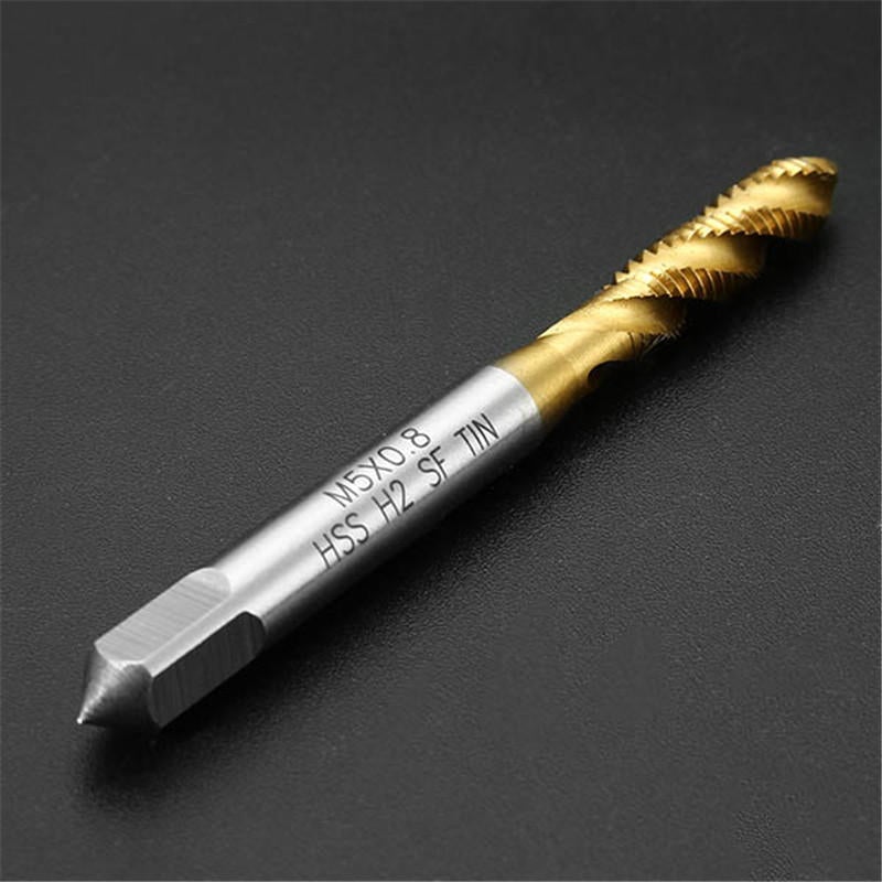 10pcs M5x0.8 HSS Titanium Coated Screw Tap Thread Metric Spiral Fluted Machine Screw Tap