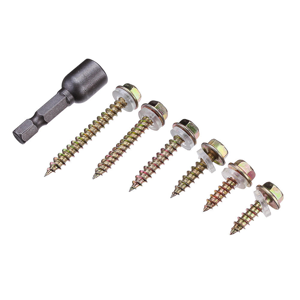 60Pcs M5 Colored Hex Drive Washer Head Screw 19-50mm Self Tapping Wood Bolt w/ 2Pcs Sockets Kit