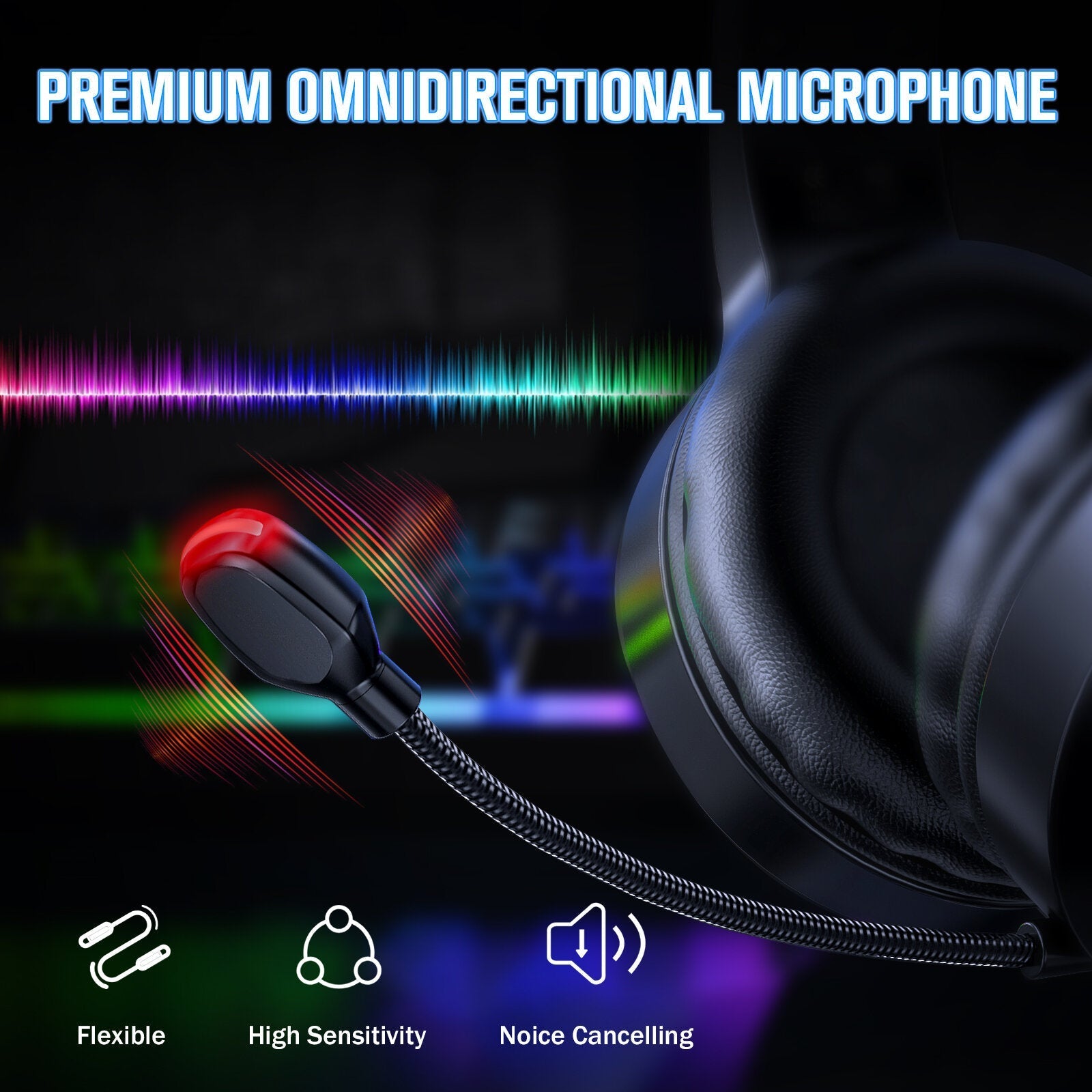 Gaming Headset USB+3.5mm 50mm Sound Unit RGB Light Gaming Headphone with Noise-canceling Mic for PS4 Computer PC