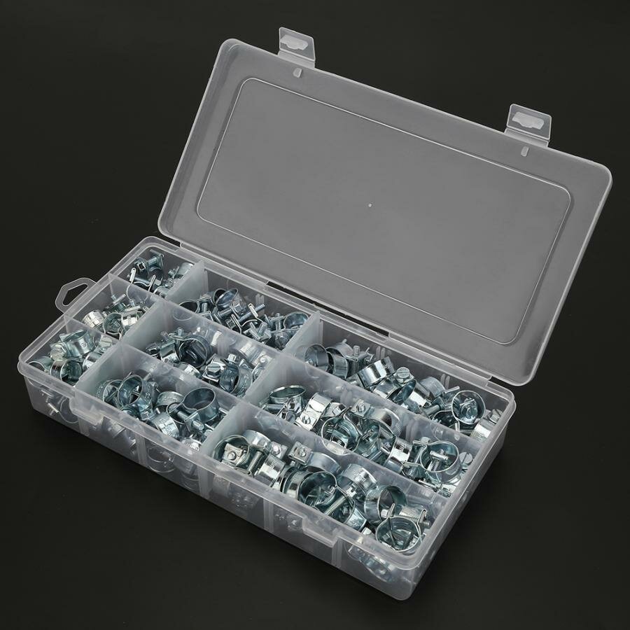 135PCS Hose Clips Zinc Plated Mini Fuel Hose Clamps Line Tube Pipe Clips 8-18mm clamps Hardware Tools