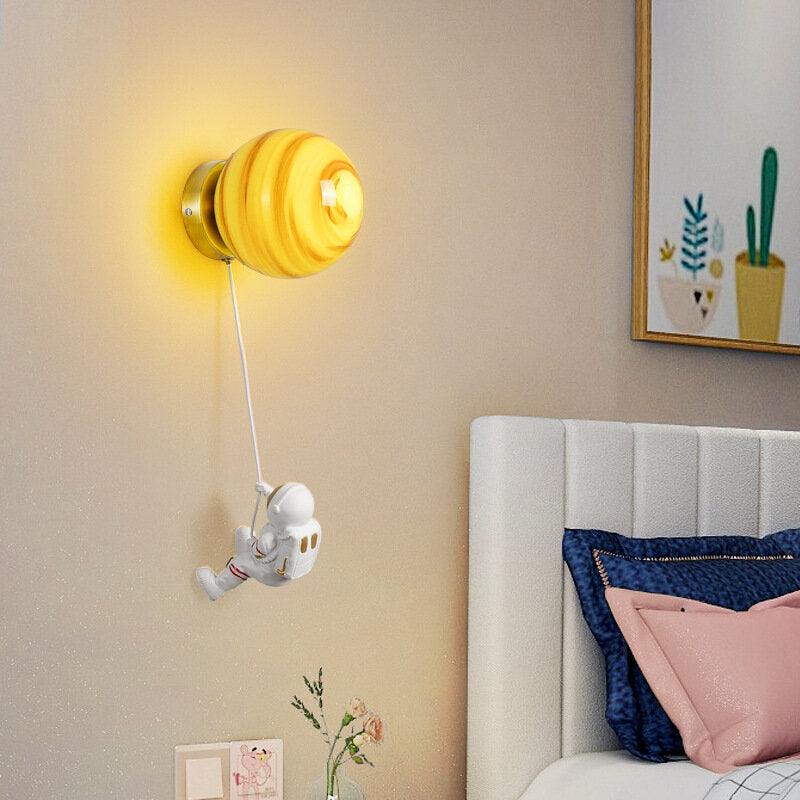 Moon Wall Lamp Modern Simple Creative Astronaut Cartoon Wall Lights 3-Level Dimming Suitable For Children's Room