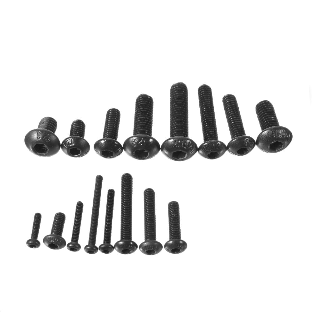 1060Pcs Alloy Steel 10.9 Grade Hex Socket Button Round Head Screws Bolt Assortment Kit M2 M3 M4 M5
